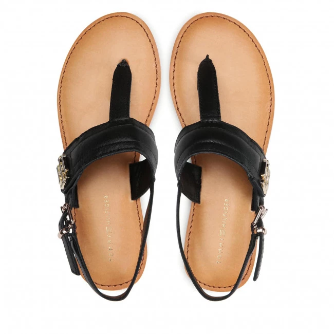 Femme Sandales TOMMY HILFIGER - Hardware Th Flat Leather Sandal FW0FW05912 Black BDS Noir 8 Femme Sandales TOMMY HILFIGER - Hardware Th Flat Leather Sandal FW0FW05912 Black BDS Noir – Image 6