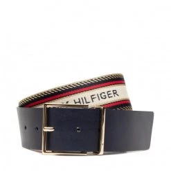 Accessoires Ceinture Femme TOMMY HILFIGER - Th Square Buckle Webbing 4.5 AW0AW10563 DW5 Bleu Marine, Multicolore