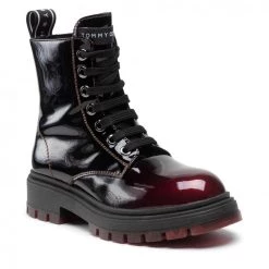 Enfant Bottes TOMMY HILFIGER - Lace-Up Bootie T4A5-32017-1244301 M Bordeaux 301 Noir