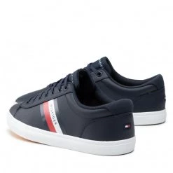 Homme Sneakers TOMMY HILFIGER - Essential Leather Vulc Stripes FM0FM03722 Desert Sky DW5 Bleu Marine -Tommy Hilfiger Soldes 0000208900645 02 mj