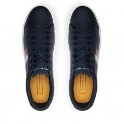 Homme Sneakers TOMMY HILFIGER - Essential Leather Vulc Stripes FM0FM03722 Desert Sky DW5 Bleu Marine -Tommy Hilfiger Soldes 0000208900645 07 mj
