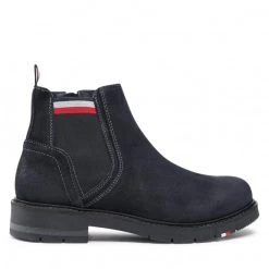 Homme Boots Tommy Hilfiger - Corporate Suede Chelsea FM0FM03775 Desert Sky DW5 Bleu Marine -Tommy Hilfiger Soldes 0000208901376 04 rz