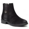 Femme Bottines TOMMY HILFIGER - Th Hardware Suede Flat Boot FW0FW05974 Black BDS Noir