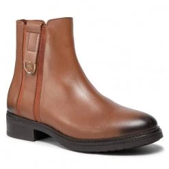 Femme Bottines TOMMY HILFIGER - Th Hardware Leather Boot FW0FW05996 Winter Cognac GVI Marron