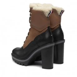 Femme Bottines TOMMY HILFIGER - Warmlined High Heel Outdoor Boot FW0FW06009 Natural Cognac GTU Marron, Noir -Tommy Hilfiger Soldes 0000208906753 02 pa