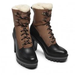 Femme Bottines TOMMY HILFIGER - Warmlined High Heel Outdoor Boot FW0FW06009 Natural Cognac GTU Marron, Noir -Tommy Hilfiger Soldes 0000208906753 04 pa