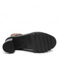 Femme Bottines TOMMY HILFIGER - Warmlined High Heel Outdoor Boot FW0FW06009 Natural Cognac GTU Marron, Noir -Tommy Hilfiger Soldes 0000208906753 05 pa