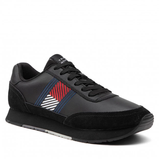 Homme Sneakers Tommy Hilfiger - Essential Runner Flag Leather FM0FM03928 Black BDS Noir 3 Homme Sneakers Tommy Hilfiger - Essential Runner Flag Leather FM0FM03928 Black BDS Noir