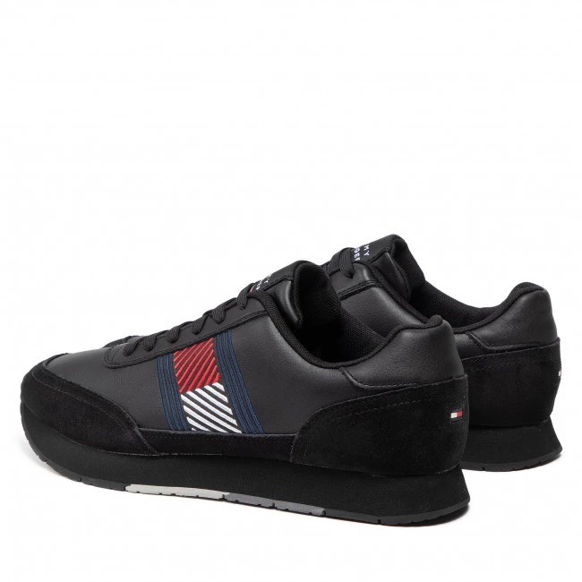 Homme Sneakers Tommy Hilfiger - Essential Runner Flag Leather FM0FM03928 Black BDS Noir 5 Homme Sneakers Tommy Hilfiger - Essential Runner Flag Leather FM0FM03928 Black BDS Noir – Image 3