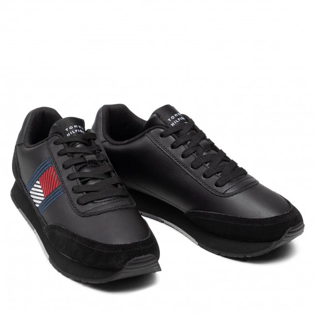Homme Sneakers Tommy Hilfiger - Essential Runner Flag Leather FM0FM03928 Black BDS Noir 7 Homme Sneakers Tommy Hilfiger - Essential Runner Flag Leather FM0FM03928 Black BDS Noir – Image 5