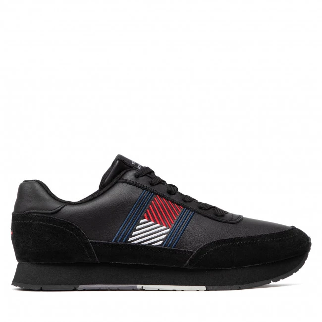 Homme Sneakers Tommy Hilfiger - Essential Runner Flag Leather FM0FM03928 Black BDS Noir 4 Homme Sneakers Tommy Hilfiger - Essential Runner Flag Leather FM0FM03928 Black BDS Noir – Image 2