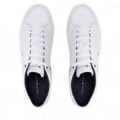 Homme Sneakers TOMMY HILFIGER - Essential Leather Sneaker Detail FM0FM03887 White YBR Blanc -Tommy Hilfiger Soldes 0000209104158 04 ki