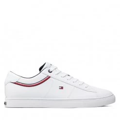 Homme Sneakers TOMMY HILFIGER - Essential Leather Sneaker Detail FM0FM03887 White YBR Blanc -Tommy Hilfiger Soldes 0000209104158 08 ki
