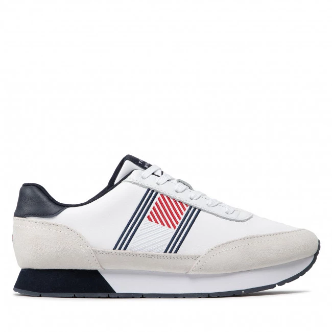 Homme Sneakers Tommy Hilfiger - Essential Runner Flag Leather FM0FM03928 White YBR Blanc 4 Homme Sneakers Tommy Hilfiger - Essential Runner Flag Leather FM0FM03928 White YBR Blanc – Image 2