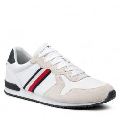 Homme Sneakers Tommy Hilfiger - Iconic Leather Runner FM0FM03272 White YBR Blanc