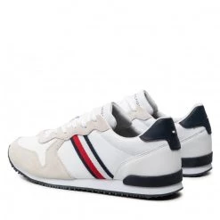 Homme Sneakers Tommy Hilfiger - Iconic Leather Runner FM0FM03272 White YBR Blanc -Tommy Hilfiger Soldes 0000209104288 02 mt