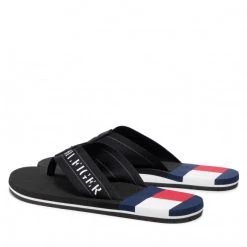 Homme Tongs Tommy Hilfiger - Th Flag Mens Beach Sandal FM0FM03919 Black BDS Noir -Tommy Hilfiger Soldes 0000209104479 02 wj