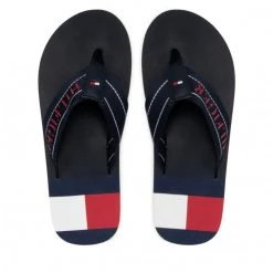 Homme Tongs Tommy Hilfiger - Th Flag Mens Beach Sandal FM0FM03919 Desert Sky DW5 Bleu Marine -Tommy Hilfiger Soldes 0000209104509 05 plj