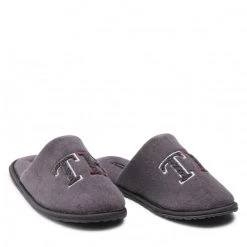 Femme Chaussons TOMMY HILFIGER - Th Towelling Homeslipper FM0FM03883 Dark Ash PTY Gris -Tommy Hilfiger Soldes 0000209104561 08 rz