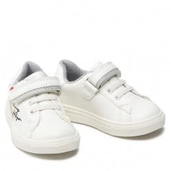 Enfant Sneakers TOMMY HILFIGER - Low Cut Lace-Up/Velcro Sneaker T1A4-32132-1374 M White/Silver X025 Blanc -Tommy Hilfiger Soldes 0000209249736 03 ki