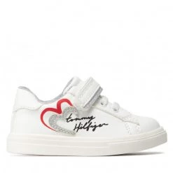 Enfant Sneakers TOMMY HILFIGER - Low Cut Lace-Up/Velcro Sneaker T1A4-32132-1374 M White/Silver X025 Blanc -Tommy Hilfiger Soldes 0000209249736 07 ki
