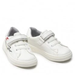 Enfant Sneakers TOMMY HILFIGER - Low Cut Lace-Up/Velcro Sneaker T1A4-32132-1374 S White/Silver X025 Blanc -Tommy Hilfiger Soldes 0000209249743 03 pa
