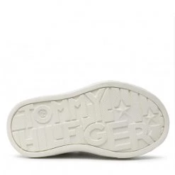 Enfant Sneakers TOMMY HILFIGER - Low Cut Lace-Up/Velcro Sneaker T1A4-32132-1374 S White/Silver X025 Blanc -Tommy Hilfiger Soldes 0000209249743 07 pa