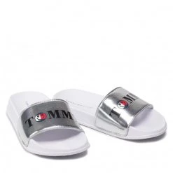 Enfant Mules / Sandales De Bain TOMMY HILFIGER - Smile Print Pool Slide T3A0-32194-1367 M Silver 904 Argent -Tommy Hilfiger Soldes 0000209249897 03 pl