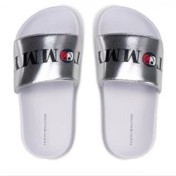Enfant Mules / Sandales De Bain TOMMY HILFIGER - Smile Print Pool Slide T3A0-32194-1367 M Silver 904 Argent -Tommy Hilfiger Soldes 0000209249897 05 pl