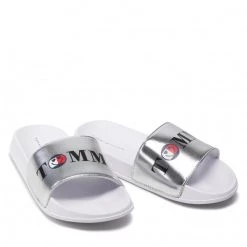 Enfant Mules / Sandales De Bain TOMMY HILFIGER - Smile Print Pool Slide T3A0-32194-1367 S Silver 904 Argent -Tommy Hilfiger Soldes 0000209249903 03 pl