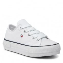 Enfant Baskets TOMMY HILFIGER - Low Cut Lace-Up Sneaker T3A4-32118-0890100 M White 100 Blanc