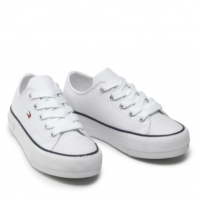 Enfant Baskets TOMMY HILFIGER - Low Cut Lace-Up Sneaker T3A4-32118-0890100 M White 100 Blanc 7 Enfant Baskets TOMMY HILFIGER - Low Cut Lace-Up Sneaker T3A4-32118-0890100 M White 100 Blanc – Image 5