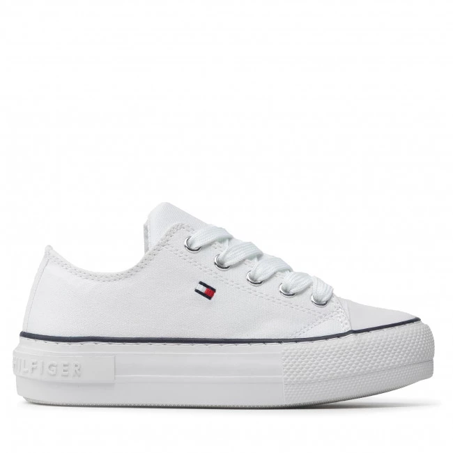 Enfant Baskets TOMMY HILFIGER - Low Cut Lace-Up Sneaker T3A4-32118-0890100 M White 100 Blanc 4 Enfant Baskets TOMMY HILFIGER - Low Cut Lace-Up Sneaker T3A4-32118-0890100 M White 100 Blanc – Image 2