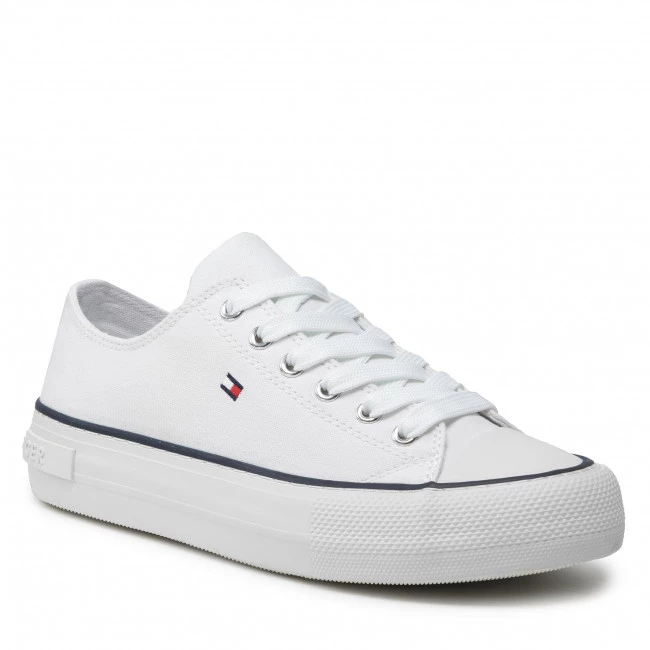 Enfant Baskets TOMMY HILFIGER - Low Cut Lace-Up Sneaker T3A4-32118-0890 S White 100 Blanc 3 Enfant Baskets TOMMY HILFIGER - Low Cut Lace-Up Sneaker T3A4-32118-0890 S White 100 Blanc