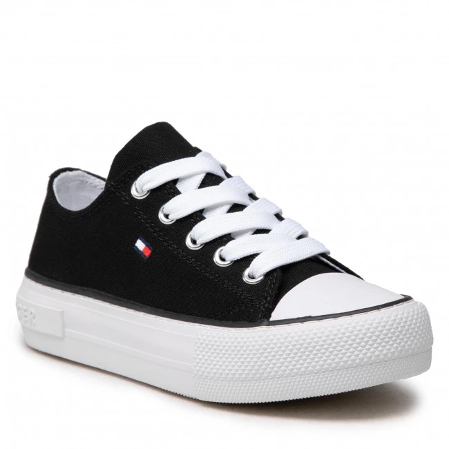Enfant Baskets TOMMY HILFIGER - Low Cut Lace-Up Sneaker T3A4-32118-0890 M Black 999 Noir 3 Enfant Baskets TOMMY HILFIGER - Low Cut Lace-Up Sneaker T3A4-32118-0890 M Black 999 Noir