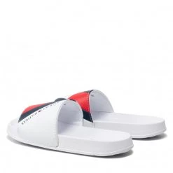 Enfant Mules / Sandales De Bain Tommy Hilfiger - Flag Print Pool Slide T3B0-32273-1172100 S White 100 Blanc -Tommy Hilfiger Soldes 0000209250183 02 pl