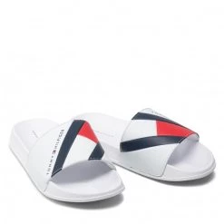 Enfant Mules / Sandales De Bain Tommy Hilfiger - Flag Print Pool Slide T3B0-32273-1172100 S White 100 Blanc -Tommy Hilfiger Soldes 0000209250183 03 pl