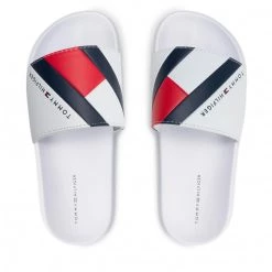 Enfant Mules / Sandales De Bain Tommy Hilfiger - Flag Print Pool Slide T3B0-32273-1172100 S White 100 Blanc -Tommy Hilfiger Soldes 0000209250183 04 pl