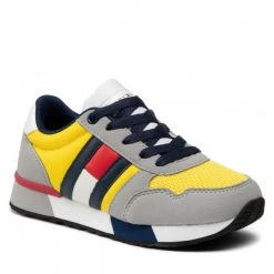 Enfant Sneakers Tommy Hilfiger - Low Cut Lace-Up Sneaker T3B4-32241-1040 M Grey/Yellow X521 Gris, Jaune