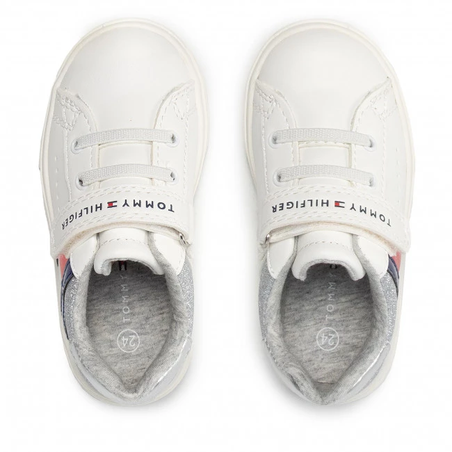 Enfant Sneakers TOMMY HILFIGER - Low Cut Lace-Up Velcro Sneaker T1A4-32127-1358 S White/Silver X025 Blanc 8 Enfant Sneakers TOMMY HILFIGER - Low Cut Lace-Up Velcro Sneaker T1A4-32127-1358 S White/Silver X025 Blanc – Image 6