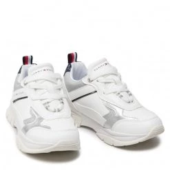 Enfant Sneakers Tommy Hilfiger - Low Cut Lace-Up Sneaker T3A4-32162-0196Y955 M White/Silver/Blu Y955 Blanc -Tommy Hilfiger Soldes 0000209681710 03 ki