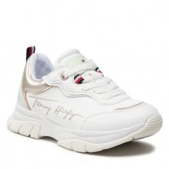 Enfant Sneakers Tommy Hilfiger - Low Cut Lace-Up Sneaker T3A4-32164-0289 White/Platinum X048 Blanc