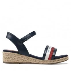 Enfant Espadrilles Tommy Hilfiger - Rope Wedge Sandal T3A7-32188-1379 Blue/White/Red Y004 Bleu Marine -Tommy Hilfiger Soldes 0000209681949 03 pl