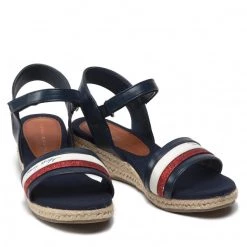 Enfant Espadrilles Tommy Hilfiger - Rope Wedge Sandal T3A7-32188-1379 Blue/White/Red Y004 Bleu Marine -Tommy Hilfiger Soldes 0000209681949 08 pl