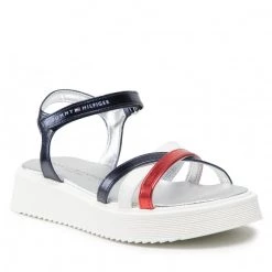 Enfant Sandales Tommy Hilfiger - Velcro Sandal T4A2-32184-0371 S Blue/White/Red Y004 Bleu Marine, Multicolore