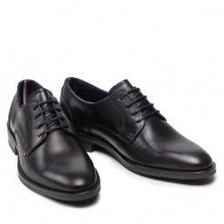 Homme Chaussures Basses Tommy Hilfiger - Embossed Hilfiger Leather Shoe FM0FM03952 Black BDS Noir -Tommy Hilfiger Soldes 0000209896909 03 mf