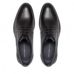 Homme Chaussures Basses Tommy Hilfiger - Embossed Hilfiger Leather Shoe FM0FM03952 Black BDS Noir -Tommy Hilfiger Soldes 0000209896909 05 mf