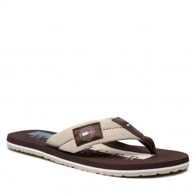 Homme Tongs Tommy Hilfiger - Badge Beach Sandal FM0FM03981 Classic Beige ACI Beige, Marron 3 Homme Tongs Tommy Hilfiger - Badge Beach Sandal FM0FM03981 Classic Beige ACI Beige, Marron