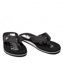 Homme Tongs TOMMY HILFIGER - Badge Beach Sandal FM0FM03981 Dark Ash PTY Gris -Tommy Hilfiger Soldes 0000209899177 08 ki