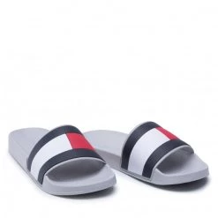 Homme Mules / Sandales De Bain Tommy Hilfiger - Rubber Th Flag Pool Slide FM0FM04263 Grey Whisper PQU Blanc, Multicolore -Tommy Hilfiger Soldes 0000209901030 08 mg kopia